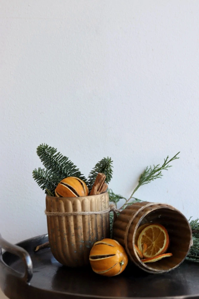 Vánoční skleněná vázička/svícen rustic 