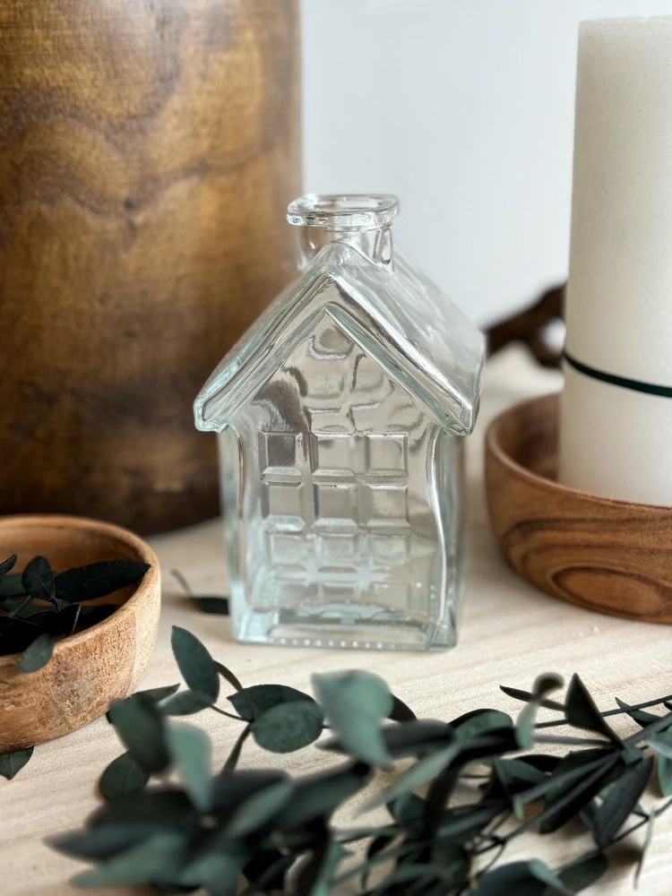 Skleněný domeček - vázička/svícen