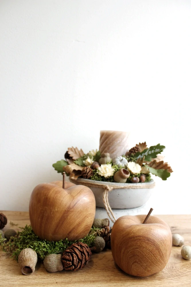 Keramické jablíčko v dekoru dřeva 