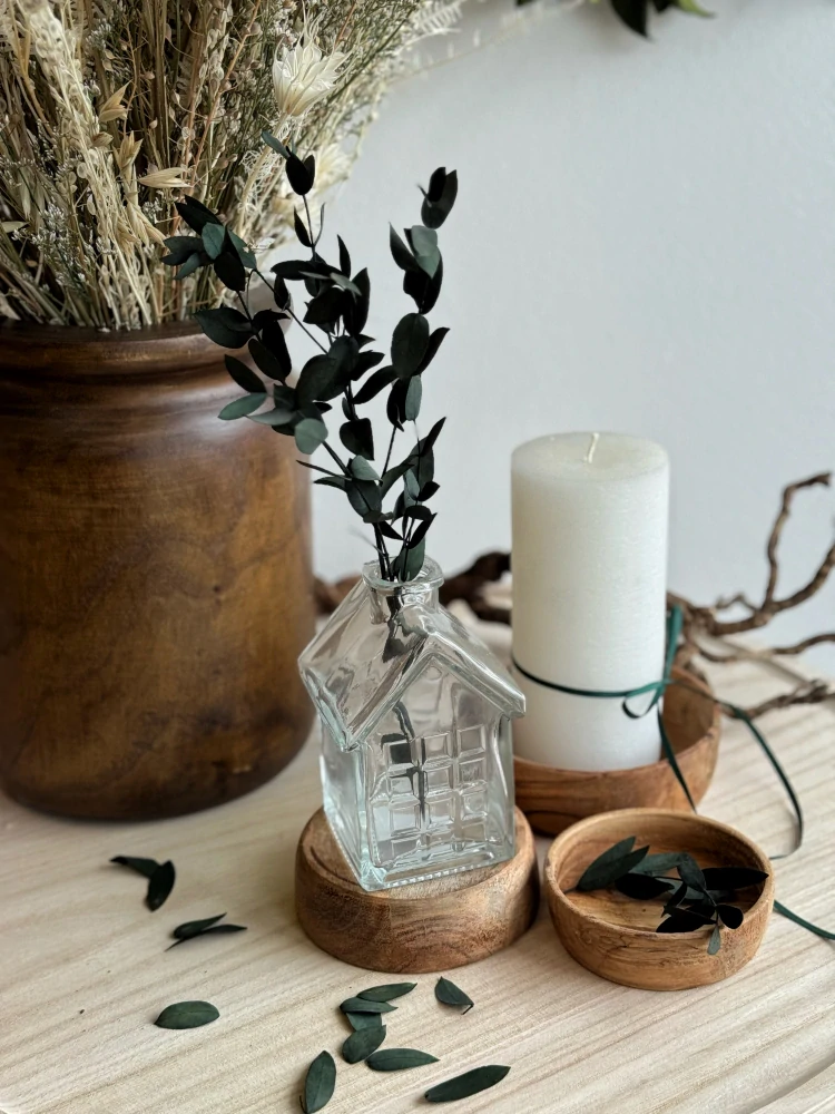 Skleněný domeček - vázička/svícen