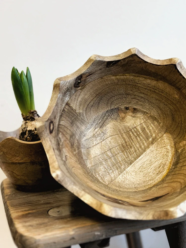 Dřevěná miska z mangového dřeva "Skořápka" - 15 cm 