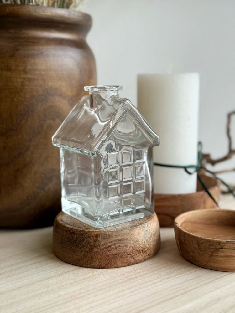 Skleněný domeček - vázička/svícen