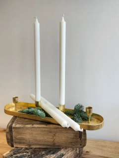 Zlatý kovový adventní svícen - oválný  