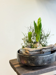 Kulatá mísa v granitovo-stříbrné barvě k dekorování