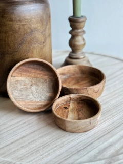 Set 3 ks misek z akáciového dřeva 