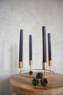 Zlatý kulatý kovový svícen 