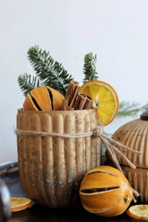 Vánoční skleněná vázička/svícen rustic 